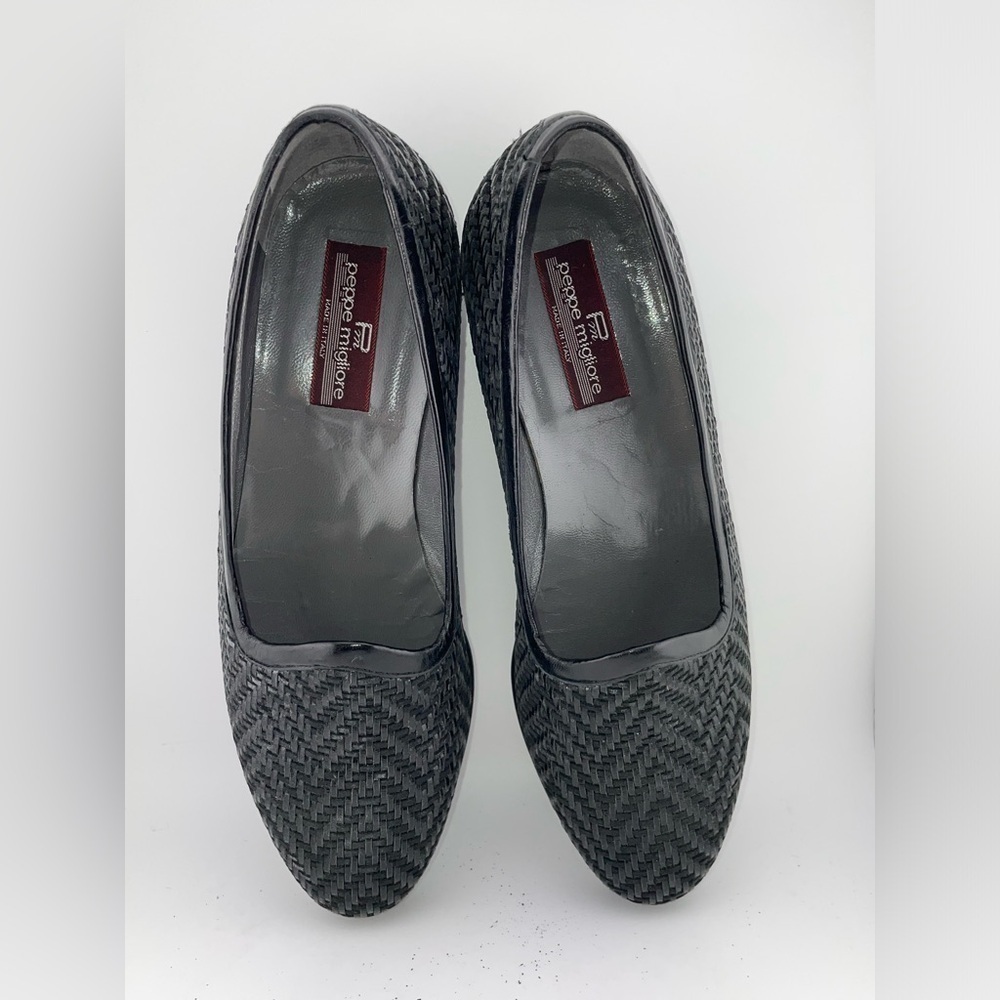Migliore men shoes Made in Italy loafer basket weave leather Black Size 8‌‌‌